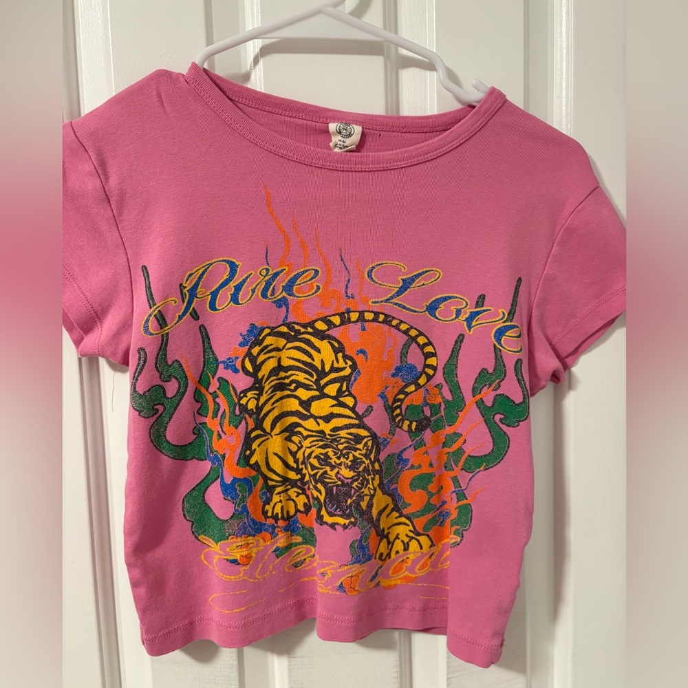 Urban Outfitters Pink Graphic Crop Top